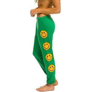 Aviator Nation Green Sweatpants with Yellow Logo